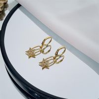 Wholesale Hoop Huggie Brand Endless Circle Geometry Star Small Earrings With Pandent Metal Gold Color Simple Earring For Women Men Jewelry