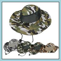 Wholesale Wide Brim Hats Caps Hats Scarves Gloves Fashion Accessories Boonie Hat Sport Camouflage Jungle Military Cap Adts Men Women Cowboy For Fis