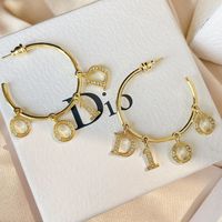 Wholesale d Home Dijia Gold Classic Letter Hook Earrings High Version Brass Material
