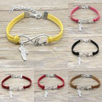 Wholesale Infinity Love Running Shoes Charm Suede Leather Bracelets Hot Pink Red Black Gifts for Women Men Bracelets Jewelry