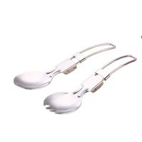 Wholesale Foldable Folding Stainless Steel Spoon Spork Fork Outdoor Camping Hiking Traveller Kitchen Tableware RRA11584