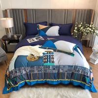 Wholesale Bedding Sets Premium TC Egyptian Cotton Soft Wrinkle Fade Resistant Clear Pattern Duvet Cover Bed Sheet Pillowcase Queen King Size
