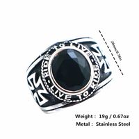 Wholesale Cluster Rings Size To Classic Unisex L Stainless Steel Cool Ride Live Live Black Stone Cross Biker Ring For Gift