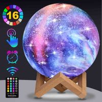 Wholesale Moon Lamp Colors Galaxy Light D Printing Starry Moon Night Light with Stand Time Set Touch Remote Control USB Rechargeable C0414