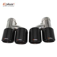 Wholesale EPLUS Car Carbon Fiber Glossy Muffler Tip h Shape Double Exit Exhaust Pipe Mufflers Nozzle Decoration Universal Stainless Silver
