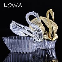 Wholesale Gift Wrap Wedding Candy Box Sweet Swan Shaped Movable Kraft Boxes Gold Silver Party Plastic Case Marriage Decor