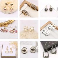 Wholesale color K Gold Plated Copper Jewelry Letters Earrings Brand Desinger Alloy Long Stud Women Rhinestone Crystal Earring Party Gift Fashion Accessories