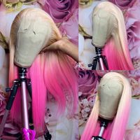 Wholesale Lace Wigs Long Straight Pink Blonde Colored Wig HD Transparent Preplucked Ombre Natural Real Human Hair For Black Women Full