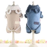 Wholesale Dog Apparel Ears Jumpsuit Winter Warm Fleece Small Cat Coat Jacket Chihuahua Shirt Hoodie Clothes For Pitbull