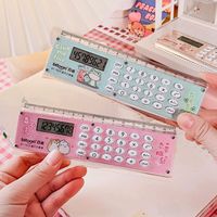 Wholesale Mini Portable Ruler Calculator Digits Battery Power Multifunction Cartoon Student Learning Stationery Calculators