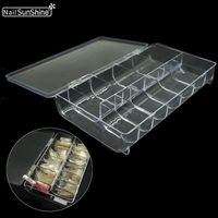 Wholesale 11 cells storage case box false nail tips glitter rhinestone container organizer clear acrylic empty boxes manicure tools