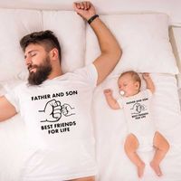 Wholesale Funny Father and Son Best Friends for Life Family Matching Family Look T Shirt Baby Dad Matching Clothes Father and Son Matching X0712