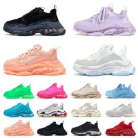 Wholesale New Paris FW Triple S Designer Shoes Mens Womens Clear Sole Oversized Athletic Black White Glitter Man Woman Green Luxury Trainers Fashion Platform Sneakers