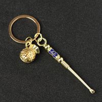 Wholesale Brass copper Color Metal Earpick Dab Dabber Smoking Accessories Tools Types Ear Pick Spoon Keychain Key Ring Shovel Wax Scoop Hookah Shisha Pipe