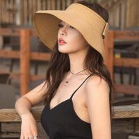 Wholesale Women Summer Visor Hat Foldable Sun Visors Wide Large Brim Beach Hats Straw Caps chapeau femme UV Protection Cap