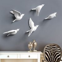 Wholesale Resin Birds Creative For Wall d Sticker Living Room Animal Figurine Wall Murals tv Wall Background Decorative Home Decor Birds