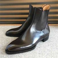 Wholesale Men s PU Leather Fashion Classic Chelsea Boots Male Trend Everyday All match Business Casual Shoes Sapatos Para Hombre KA020