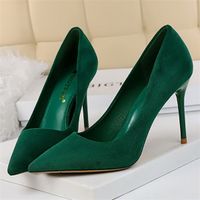 Wholesale 2021 Women cm High Heels Red Pumps Plus Size Stripper Suede Escarpins Lady Wedding Bridal Heels Scarpins Green Blue Prom Shoes