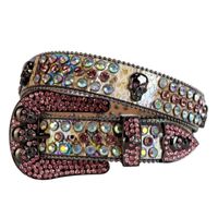 Wholesale Wtern Cowboy Bling Rhinton Belt Skull Conchos Studded Belt Three Removable Buckle for Women and Men
