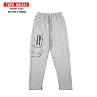 Wholesale Tkpa high street vibe fan three dimensional pocket straight tube loose solid color stitching zipper split pants for men