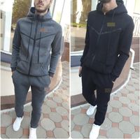 Wholesale Mens Womens Tracksuits autumn and winter hooded sweater coat zipper casual running jogger sportswear solid color two piece suits Hoodies Pants Plus size L XL