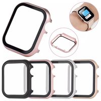 Discount smart watch 38mm Aluminum Cover For Apple Watch Case Series 3 4 5 6 SE 44mm 42mm 40mm 38mm Iwatch 7 Screen Protector 45mm 41mm Metal Frame Bumper With HD Tempered Glass