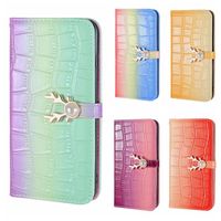 Wholesale Luxury Crocodile Snake Leather Wallet Cases For Iphone Pro Max Mini X XR XS Plus S SE Colorful Gradient Deer Croco Credit ID Card Slot Pocket Pouch Strap