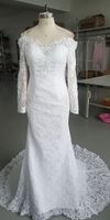 Wholesale real pics Mermaid Wedding Dress Vintage Lace Bridal Gowns Long Sleeves Sexy Trumpet Backless Bride Cuatom Made Gown