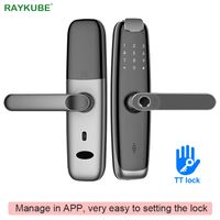 Wholesale RAYKUBE X8 Biometric Fingerprint Door Lock BT TTlock APP Smart Digital IC Card Electronic Home Security Keyless Entry Access