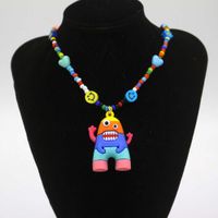 Wholesale Glass rice Bead Necklace Jewelry hip hop dice smiling face mushroom rainbow pendant jewelry female