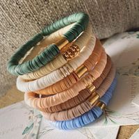 Wholesale Beaded Strands Ins Colorful Clay Rainbow Bracelets Handmade Boho Layered Bead Stretch Silicone For Women Girls Fashion Jewelry