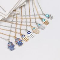 Wholesale Womens Designer Necklace Silver Gold Plated Chain Classic Evil Eye Hamsa hand Charms Pendant Necklaces Jewelry with Gift Card