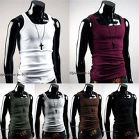 Wholesale Hot Selling Men T Shirt Summer Undershirt Mens Tshirt A Shirt Wife Beater Ribbed Muscle Vest Top New Fashion