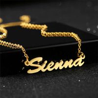 Wholesale laser jewelry Personalized Custom Any Name Choker Necklace Titanium K Gold Plated Handwriting Nameplate Necklace