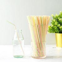 Wholesale 100pcs bag Disposable Plastic Drinking Straw colorful Bend Drink Straws Fruit Juice Milk Tea Pipe Bar Party Accessory EWE10789