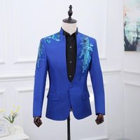 Wholesale Men s Suits Blazers Men Suit Show Prom Singer Banquet Collar Stage Sequins Menual Cost PerforMence Two piece Red Purple Blue Mens