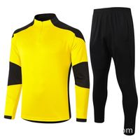 Wholesale Yellow long sleeve football set printed DIY pre match training suit autumn winter jacket children