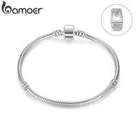Wholesale BAMOER High Quality Silver Color Basic Snake Chain Magnet Clasp for Charm Bracelet Beads Jewelry Making PA9010 X0706