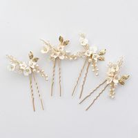 Wholesale Hair Clips Barrettes Delicate Clay Flower Bridal Pins Handmade Romantic Wedding Jewelry Brides Headpiece Gold Leaf Headdress For Bridesmai