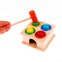 Wholesale 1Set Wooden Hammering Ball Hammer Box Children Fun Playing Hamster Game Toy Early Learning Educational Toys Z2
