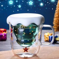 Wholesale Double Wall Glass Christmas Tree Star Cup Coffee Cup Milk Juice Mug Children s Christmas Gift Creative D Anti Scalding Cup with box