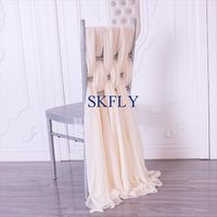 Wholesale Chair Covers SH008D Stock SKFLY Elegant Standard Chiavari Sashes Is A Piece Dark Ivory Very Light Champagne Chiffon Cover