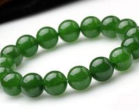 Wholesale 8mm Genuine Natural Green Jade Round Gemstone Beads Stretch Bracelet AAA
