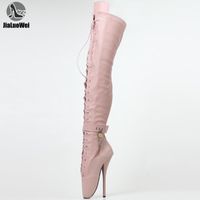 Wholesale Boots JIALUOWEI CM High Heel Thigh Ballet Pink With Lace And Lock