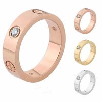 Wholesale 2021 Top Quality Extravagant Style Love Ring Gold Silver Rose Colors Stainless Steel Couple Rings CZ Stone Fashion Women Designer Jewelry