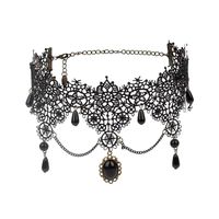 Wholesale Punk Female Fashion Black Lace Necklace Collar Vintage Victorian Chocker Steampunk Halloween Goth Party Jewelry Gift Chokers
