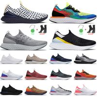 Wholesale Top Fashion EPIC React Fly knit Men Women Running Shoes Belgium Sea Mist Blue White Cookies Cream Off Trainers Size