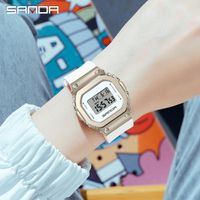 Wholesale Wristwatches SANDA Fashion Brand Led Light Digital Watches For Women Men Square Dial Waterproof Sports Unisex Casual Electronic