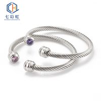 Wholesale Bangles Bracelet Titanium Steel Wire Rope Female Twelfth Birthday Stone Opening Adjustable Selling Zircon