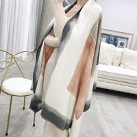 Wholesale Scarves Korean Halo dyed And Colour matched Knitted Cashmere like Warm Scarf For Winter Female Fringes Around The Neck